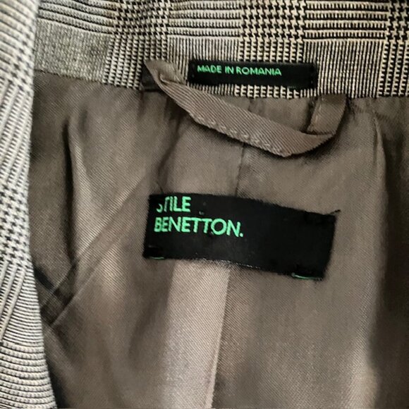 VTG Benneton Stile women's brown plaid blazer Size S - Picture 5 of 5